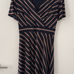 Ann Taylor  Pullover Striped V-Neck Mini Dress Size Extra Small XS Navy Blue Red Photo 0