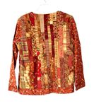 Handmade Vintage Quilted Cottage Core Rust Two Button Jacket Medium Red Photo 7