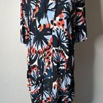 Whistles Navy and Orange Palm Patterned Dress Blue Size 8 Photo 0