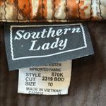 SOUTHERN LADY Rust & Brown Ikat Print Quilted Jacket Size 10 Photo 6