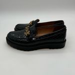 Circus by Sam Edelman Deana Lug Sole Loafers – Black Croc-Embossed,Gold Hardware Photo 4