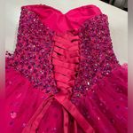 Mori Lee Hot Pink‎  tulle rhinestone Dress Photo 3
