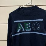 American Eagle  Smiley Navy Mock Neck Logo Smile Face Sweater Photo 2
