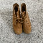 Merona 💜  Genuine Leather Suede Wedge Heeled Lace Up Booties Photo 4