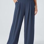 Halara  High Waisted Wide Leg Pull On Pants Casual Blue Elastic Waist ~ Size M Photo 0