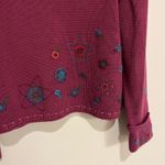VTG J. Jill Sweater Purple Maroon V Neck Floral Embroidered Cotton Petite Small Size undefined Photo 5