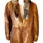 Vintage Red Fox Fur Jacket with fox tails neck Orange Size M Photo 0