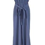 Bar III X-Small Jumpsuit Spaghetti Strap V-Neck Elastic Waist Wide-Leg Blue New Photo 0