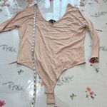 Banana Republic beige ribbed slim fit round neck bodysuit long sleeve size XL Photo 2