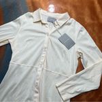 Everlane NWT  Luxe Cotton Long Sleeve Button Front Dress Medium Cream colored Photo 3