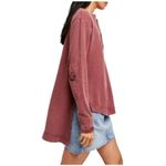Free People  Fall For You Henley Sweet Cranberry Long Sleeve Oversized Top Sz M Photo 3