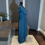 Women’s Bohemian Chiffon Ruffle Formal Party Dress Corset Back Size 18 NWOT Blue Photo 2