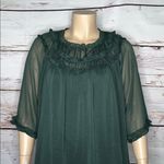 Rose + Olive  NWT Size 1X Dark Green Keyhole Ruffle Trim Peasant Blouse Top Photo 1