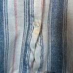 Eden & Olivia  Blue White Stripe Button Down Ruffle Sleeve Shirt Size 2X #0459-LA Photo 3