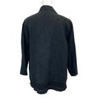 Talbots  100% Irish Linen Embroidered Lace Button Front Shirt Black size Large Photo 3