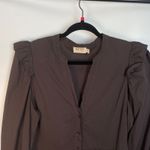 Nation Ltd Brown Ruffle Tiered Maxi Dress M Boho Cottagecore V-Neck Button Front Photo 6