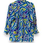 Diane Von Furstenberg  100% silk small nautical rope pattern blue green purple Photo 2
