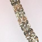 Vintage Gold Tone Amber Smoky CZ Rhinestones Chunky Retro Boho Bracelet Photo 6