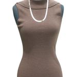 Cache  Brown Reversible Stretch Shawl Collar Top New Silk Nylon Knit NWT $88 Photo 1