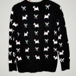 Charter Club  Scottie Dog Bow Sweater S Black Knit Coquette Cottagecore Preppy Photo 1
