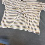 Lulus  Terry Cloth Striped Open Twist Back Oversized Flowy Cap Sleeve Top. XS Photo 4