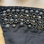 Tobi Top M Sheer Cold Shoulder Distress Beaded Gemstone Collar Button Down Black Photo 6