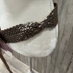 Gap  Womens Silver Metallic Leather Woven Belt Chunky Large Boho Festival Y2K Photo 1