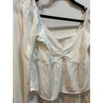 Ru Ami Womens White Long Sleeve Square Neck Smocked Ruffle Blouse‎ Photo 1