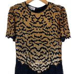 Laurence Kazar Vintage Gown Dress Short Sleeve Embellished 100% Silk Black PXL Photo 1