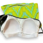 Lime Ricki Bow Two Piece Swimsuit Women’s Size Medium One Shoulder with Black Bow Lime Photo 10