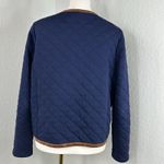 Vineyard Vines Women's Quilted Knit Jacket Suede Leather Trim Blue Size M Photo 2