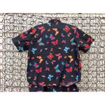 VTG Bechamel Butterfly All Over Print Button Up Blouse and Shorts Set Cotton 1X Black Photo 6