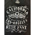 Ocean Pacific OP Tank Top XL Skull Moto Biker‎ Los Angeles Wings Ride Fast Black Photo 5