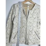 Ecru  Zipper Front Floral Lace Blazer Jacket 4 Photo 2