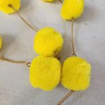 Lemon Yellow Color Pompom on Gold Chain Necklace Earrings Set Photo 5
