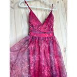 NWT Lulus Romance That Wows Magenta Floral Print Organza Maxi Dress Prom Sz XS Red Photo 4