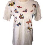 Swan Magic Embroidered Butterflies Shirt Tee 1994 Size S Vintage Cotton White Photo 0