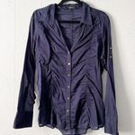 EXPRESS Womens Shirt Large Button Front Lightweight Career Dark Academia Office Photo 0