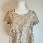 Anthropologie Akemi & Kim Metallic Lace Blouse Size Small Short Sleeve Photo 3