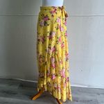 Hummingbird Ruffled Wrap Maxi Skirt Yellow Floral  Photo 1