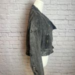 Andree by Unit Andrée Women's Small Black Washed Denim Moto Jacket Zip Front Grungecore Biker Photo 2