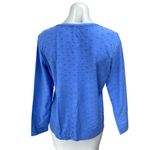 Talbots  Women's Blue Swiss Textured Dot Crewneck Long Sleeve Tee T shirt Top M Photo 1
