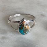 NEW Teardrop Spiny Oyster Turquoise and Sterling Silver Ring Size 7 Blue Photo 0