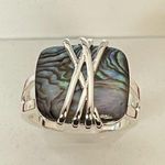 Silver Sparkle Allure Green Abalone Ring Size 9 Photo 1