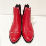 Steve Madden  Women’s Red Leather Silver Studded Conspire Ankle Boots Size 6.5 Photo 1