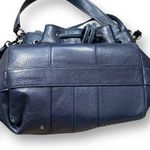Coach Mickey Drawstring NavyBlue Pebbled Leather Bucket Convertible Shoulder Bag Photo 7