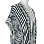 Emory park  Long Fringe Cardigan Sweater Open Front Cream Gray Boho Women’s Large Photo 5