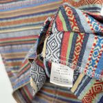 Ellison  Boho Woven Mini Dress Mixed Pattern Hippie Blue Split Neck Pockets Sz L Photo 9