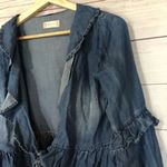 Altar'd State Neenah Preppy Boho Chambray Ruffle Wrap Bell Long Sleeve S Photo 4