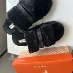 Fabletics Black Faux Fur Women's Slides Photo 3